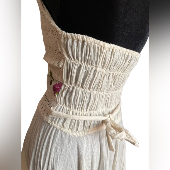 Y2K Fairy Garden Cotton Halter Dress with Flowers - Picture 4 of 10